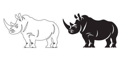Bold rhino vector art – elegant and sharp silhouette for wildlife and jungle scenes – rhino silhouette – rhino vector – rhino illustration – rhino outline – rhino icon – rhino line art

