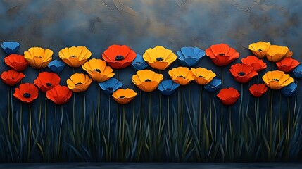 Vibrant Poppies Bloom Against A Dark Background
