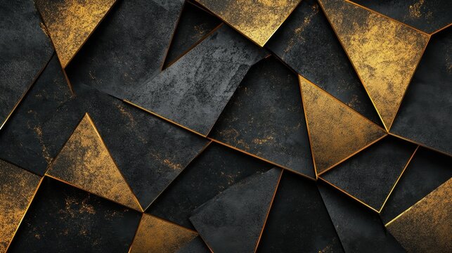 Fond d'&Atilde;&copy;cran Design g&Atilde;&copy;om&Atilde;&copy;trique textur&Atilde;&copy; en noir et or, fond noir