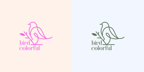 bird monoline logo design illustration 
