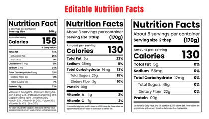 Nutrition facts, Supplement facts, Vitamin facts ,Label template Design