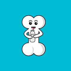 Cute happy fresh milk and bone mascot vector design, can be use to make poster