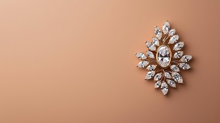 Luxurious diamond brooch with a vintageinspired locket design, isolated on a matte taupe surface