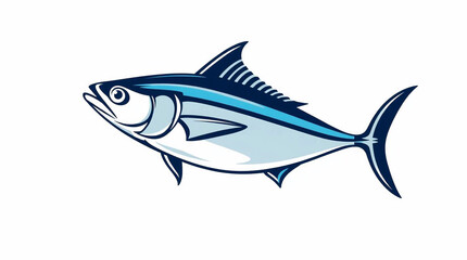 Obraz premium Dynamic logo of a tuna fish in motion, using blurred lines, action poses, geometric shapes, clean lines, a balanced and symmetrical design.jpg