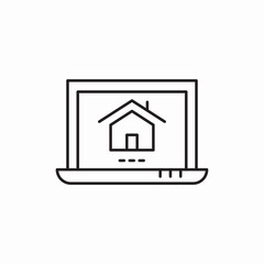 House viewing laptop screen icon vector sign