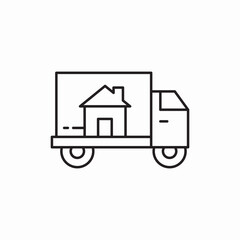 Moving truck relocation service icon vector sign