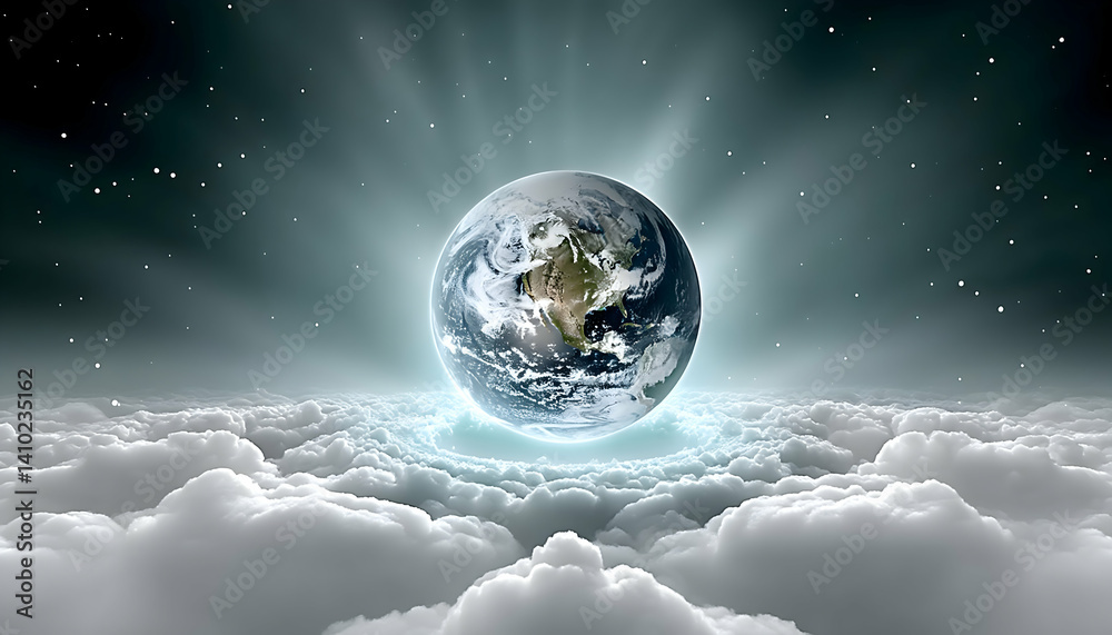 Canvas Prints illuminated earth above clouds in space