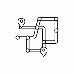 City navigation map route icon vector sign