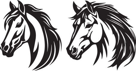 2 horse vector illustration art