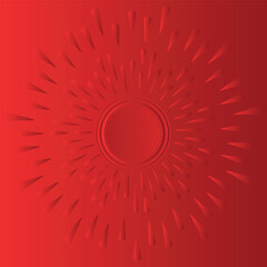 Red motion Explosion pattern circle isolated on red background. Circular spiral vortex logo symbol vector illustration