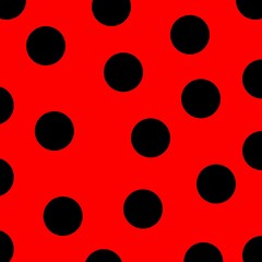 Ladybug or ladybird seamless wallpaper background, red polka dots, 