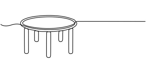 Vector illustration of A simple sticker of a wooden table, perfect for projects related to home, furniture, or interior design, Continuous single line table desk interior furniture. One line drawing. 