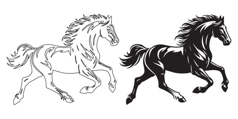 Racing horse vector – sleek and energetic silhouette for high-speed designs – horse silhouette – horse vector – horse illustration – horse outline – horse icon – horse line art

