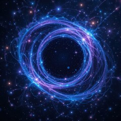 Obraz premium A vibrant blue spiral gracefully twists and turns against a dreamy backdrop filled with shimmering stars, creating a captivating cosmic scene that evokes a sense of wonder and tranquility.