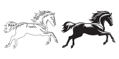 Free-spirited running horse – graceful silhouette vector for nature themes – horse silhouette – horse vector – horse illustration – horse outline – horse icon – horse line art

