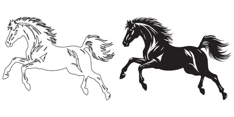 Swift horse galloping vector – powerful silhouette for equine themes – horse silhouette – horse vector – horse illustration – horse outline – horse icon – horse line art

