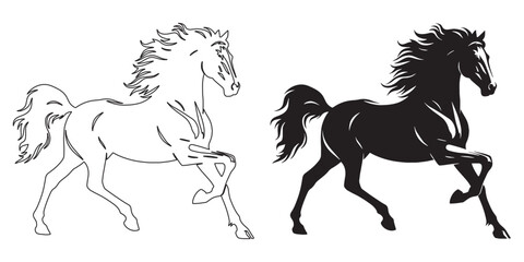 Elegant galloping horse vector – dynamic silhouette perfect for logos – horse silhouette – horse vector – horse illustration – horse outline – horse icon – horse line art

