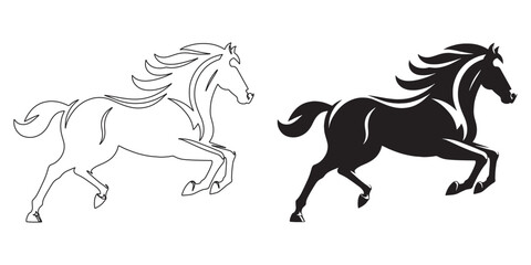 Speeding horse silhouette – bold vector design for sports and action themes – horse silhouette – horse vector – horse illustration – horse outline – horse icon – horse line art

