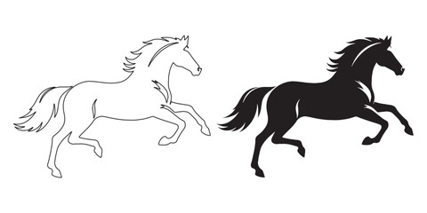 Horse galloping silhouette – detailed vector of a running horse for wild designs – horse silhouette – horse vector – horse illustration – horse outline – horse icon – horse line art

