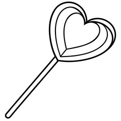 Elegant Heart Lollipop Outline with Candy Stripe Detail