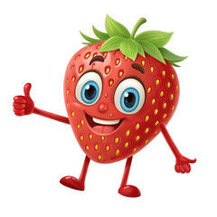 Happy cartoon strawberry character Strawberry