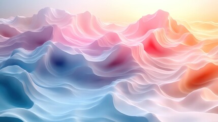 Obraz premium Pastel-hued, flowing 3D abstract landscape