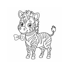 A cartoon zebra sketch artworks colouring page vector isolated on white 