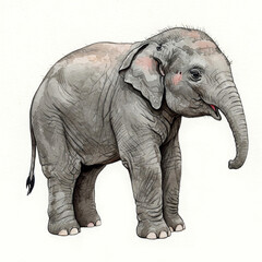 Fototapeta premium Watercolor Baby Elephant Illustration for Nursery Decor and Kids' Books