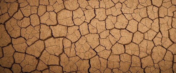 A weathered, cracked wall showcases an intricate network of fissures, revealing layers of peeling paint and embedded dirt, highlighting the passage of time and neglect.