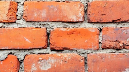 Close-up view of an old brick wall showcasing textures and weathering effects