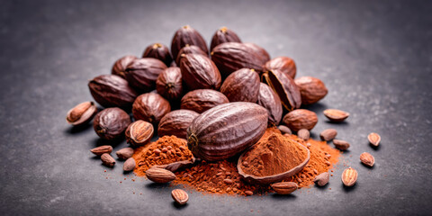 Cacao Pods and Cocoa Powder