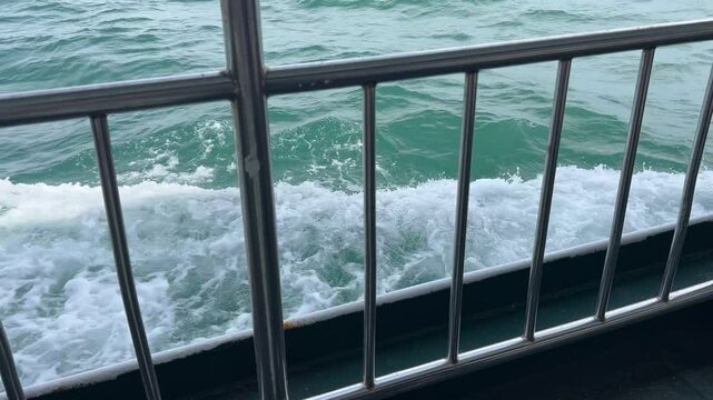 Bosphorus waves view from the ship on the way to Kadikoy, Istanbul