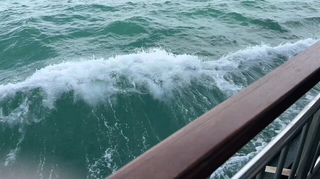 Bosphorus waves view from the ship on the way to Kadikoy, Istanbul