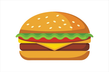 Colorful  Vector Cheeseburger Clipart in Minimal Style for Menu and Branding