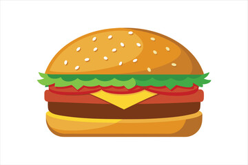 Fast Food Colorful Burger Vector Illustration in Flat Art Style for Restaurant and Digital Projects Use