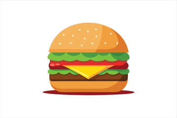 Isolated Vector Cheeseburger with Simple Layers for Digital Projects