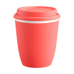 Simple 3D red Coffee Cup, cutout