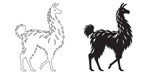 Simple llama vector – elegant and timeless silhouette for animal lovers and eco brands – llama silhouette – llama vector – llama illustration – llama outline – llama icon – llama line art

