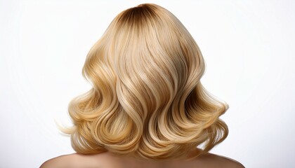 Naklejka premium a blonde wig with wavy hair is isolated on a white background