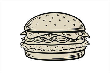 Vector Illustration Mouthwatering Cheeseburger with Classic Toppings for National Hamburger Day