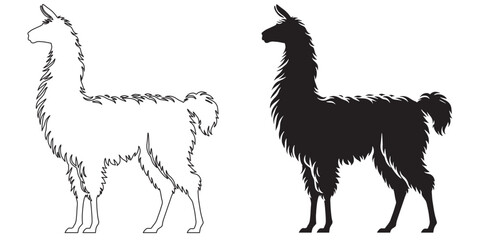 Classic llama silhouette – clean and simple vector art for eco-friendly and animal-based designs – llama silhouette – llama vector – llama illustration – llama outline – llama icon – llama line art   © Naseem