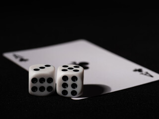 Aces playing cards and dice