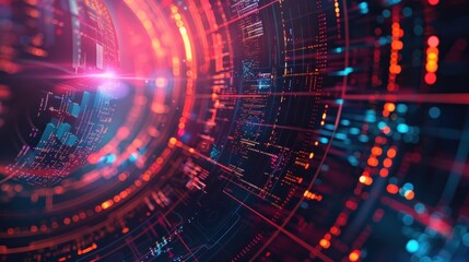 Obraz premium Futuristic abstract circular digital technology network connection texture background