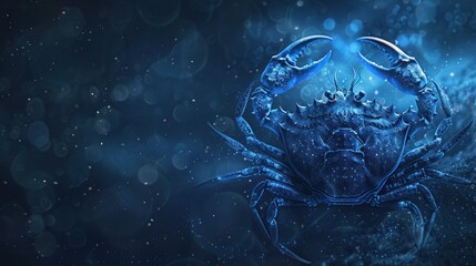 Epic view crab of cancer zodiac on blue space background. Generated AI image