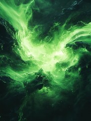 Obraz premium Emerald Radiance: Abstract Green Energy Field Visualization with Swirling Dynamics