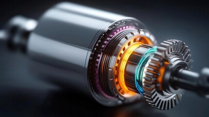 Explodedview diagram of an electric motor s planetary gear system, highlighting torque multiplication