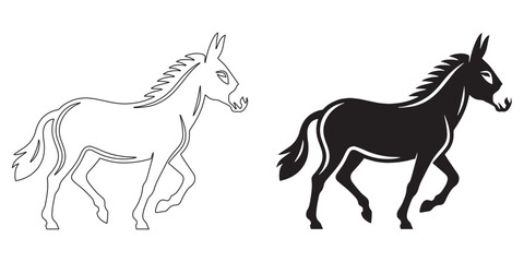 High-quality donkey vector – detailed and clean silhouette ideal for rustic branding – donkey silhouette – donkey vector – donkey illustration – donkey outline – donkey icon – donkey line art

