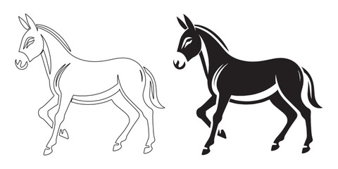 Lively donkey vector – playful silhouette art for farm or rural product branding – donkey silhouette – donkey vector – donkey illustration – donkey outline – donkey icon – donkey line art

