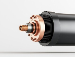 Explodedview schematic of a brushed DC motor, showcasing commutator and brush assembly