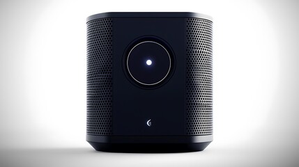 Obraz premium Modern Black Bluetooth Speaker with Circular Design and LED Light